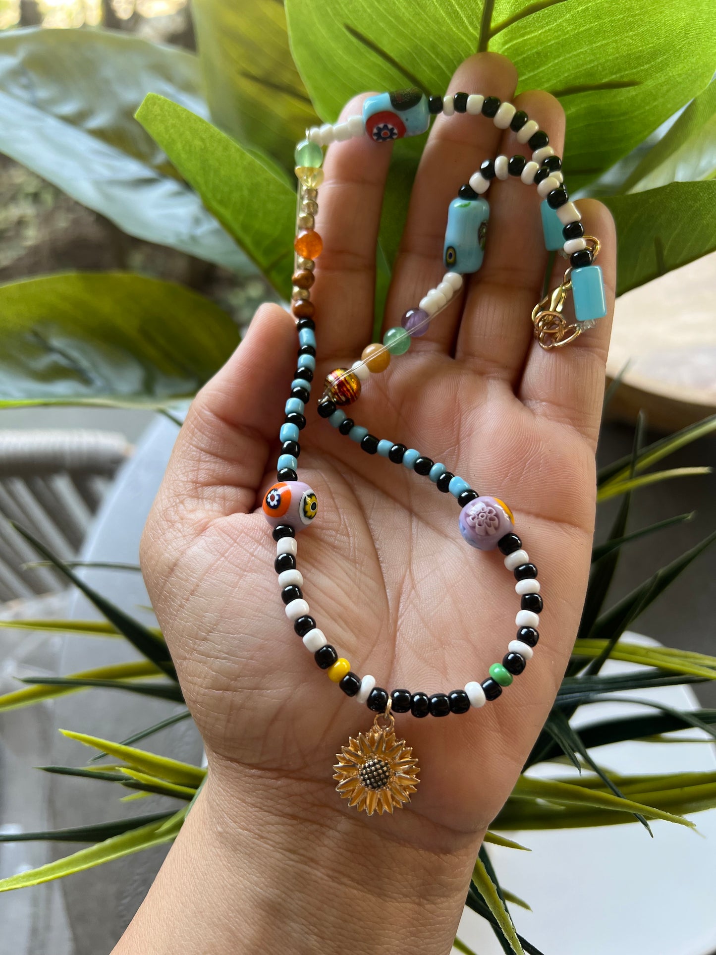 Color block Sunflower Necklace