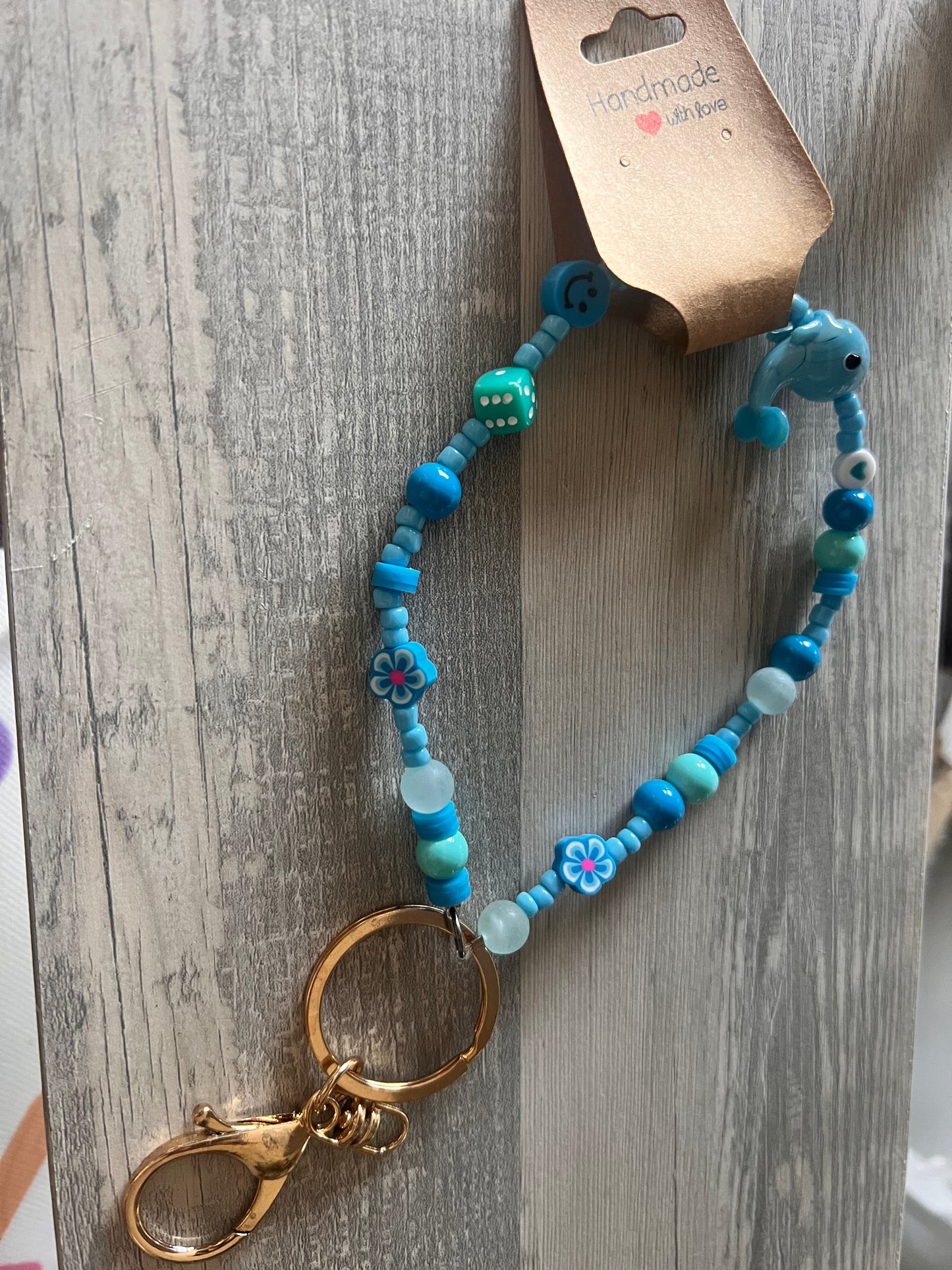 Whale Beaded Keychain
