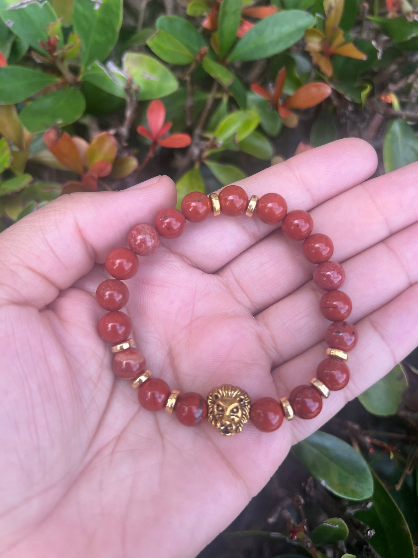 Red Jasper Stone Lions Bracelet