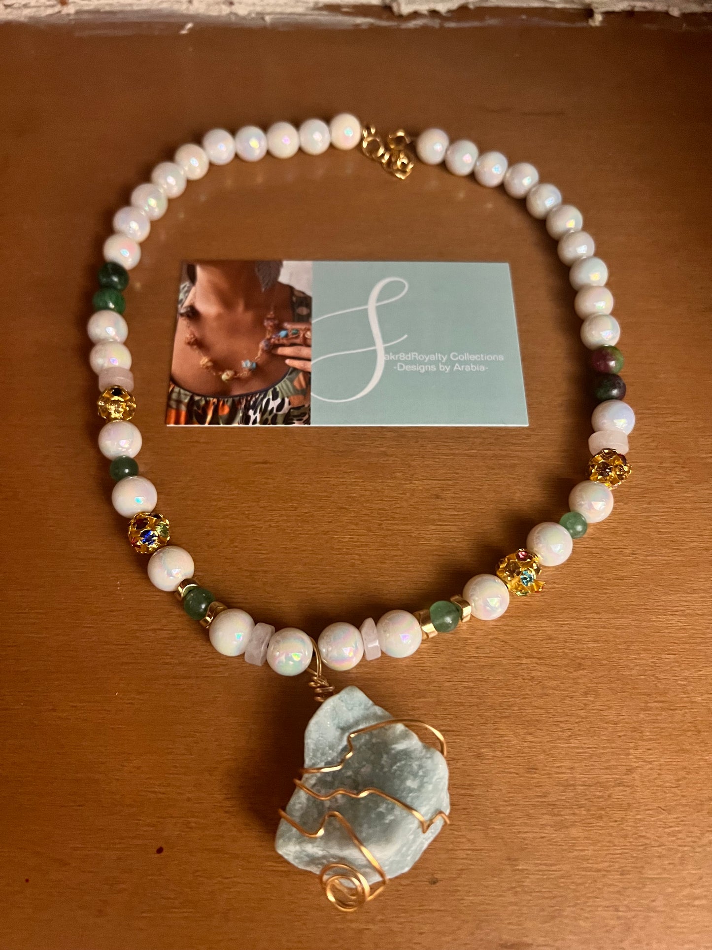 Aventurine Unisex Pearl Choker