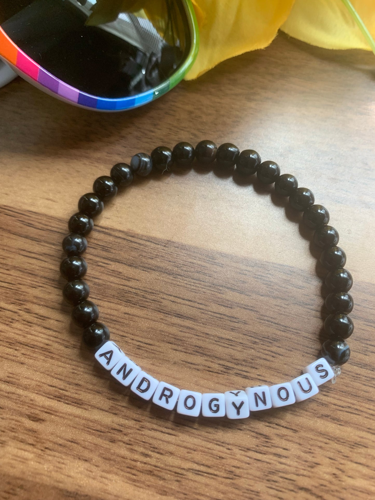 Androgynous Black Agate Stone Pride Bracelet
