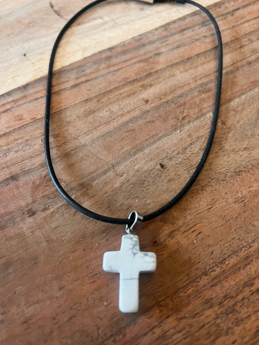 Howlite Stone Cross Necklace