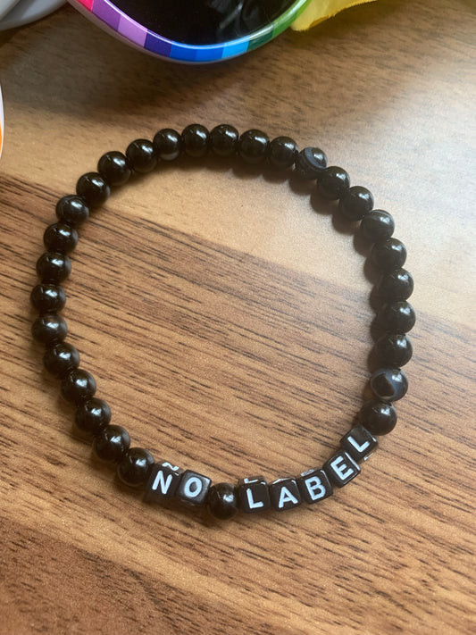 No Label Black Agate Stone Pride Bracelet
